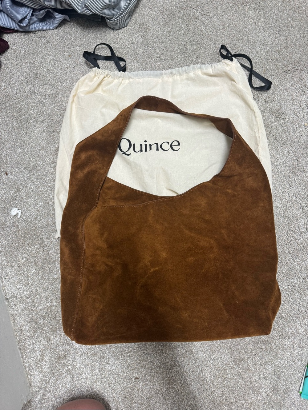 Suede Shoulder Bag - Brown - Picture 3 of 9